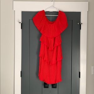 SHEIN vibrant red, tiered, off the shoulder dress